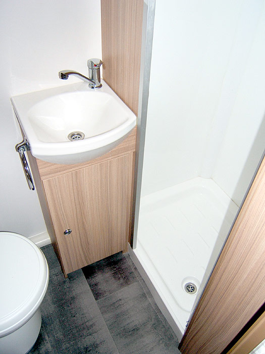 The rear washroom - showing the shower cubicle.